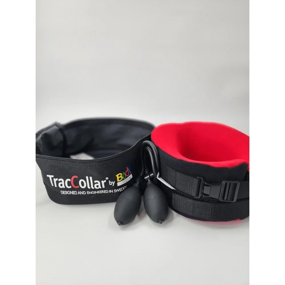 Body Sport TracCollar Cervical Traction Device Inflatable Neck Support Red Black